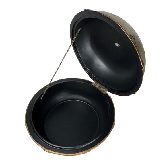 VTG Large Decorative Wooden Box Round Silver Floral Hand Painted Luxury Home - Picture 4 of 10